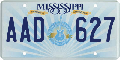 MS license plate AAD627