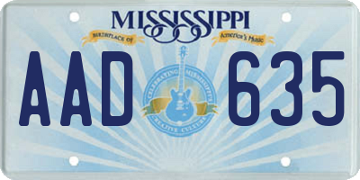 MS license plate AAD635