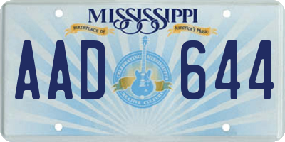 MS license plate AAD644