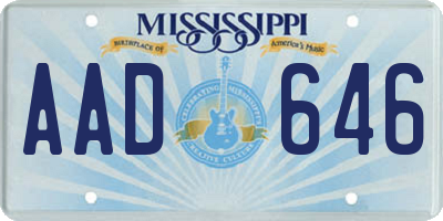 MS license plate AAD646