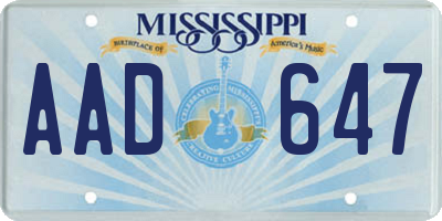 MS license plate AAD647