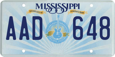 MS license plate AAD648