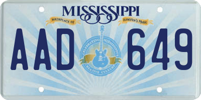 MS license plate AAD649