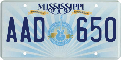 MS license plate AAD650