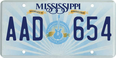 MS license plate AAD654