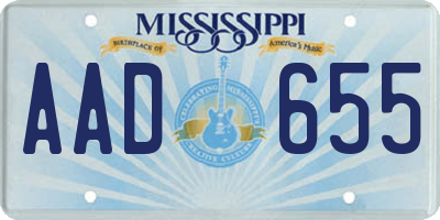 MS license plate AAD655