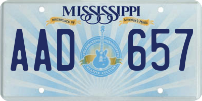 MS license plate AAD657