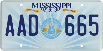 MS license plate AAD665