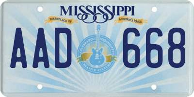 MS license plate AAD668