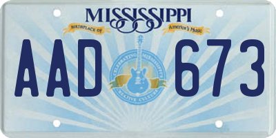 MS license plate AAD673