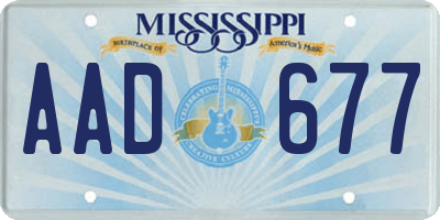MS license plate AAD677