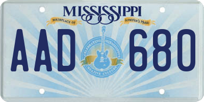 MS license plate AAD680