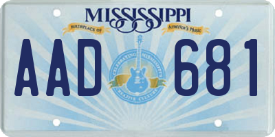 MS license plate AAD681