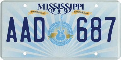 MS license plate AAD687