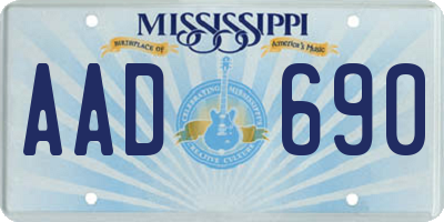 MS license plate AAD690