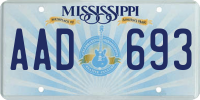 MS license plate AAD693