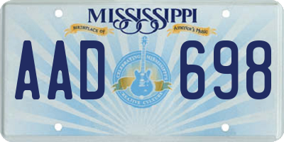 MS license plate AAD698