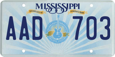 MS license plate AAD703