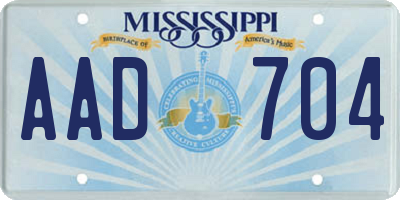 MS license plate AAD704