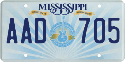 MS license plate AAD705