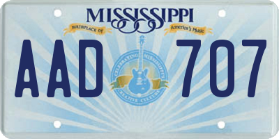 MS license plate AAD707