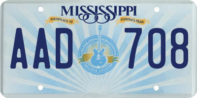 MS license plate AAD708