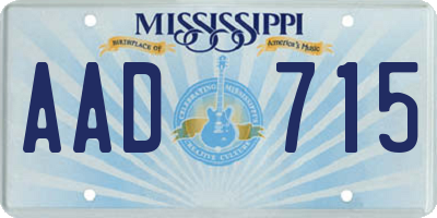 MS license plate AAD715