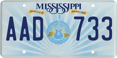 MS license plate AAD733