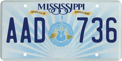 MS license plate AAD736