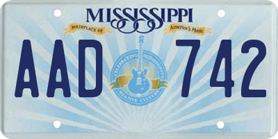 MS license plate AAD742