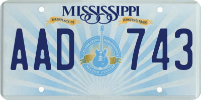 MS license plate AAD743