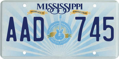 MS license plate AAD745