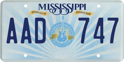 MS license plate AAD747