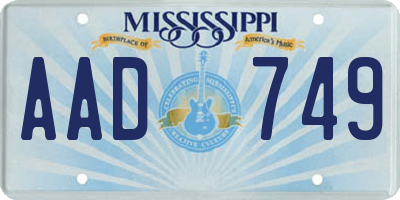 MS license plate AAD749