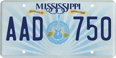 MS license plate AAD750