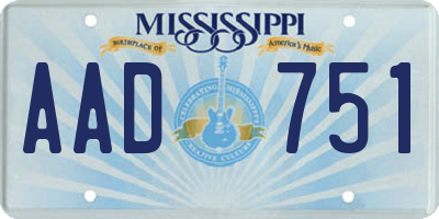 MS license plate AAD751