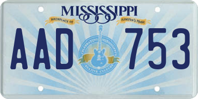 MS license plate AAD753
