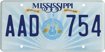 MS license plate AAD754