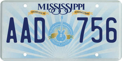 MS license plate AAD756