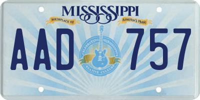 MS license plate AAD757