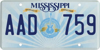 MS license plate AAD759