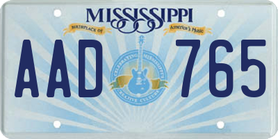 MS license plate AAD765
