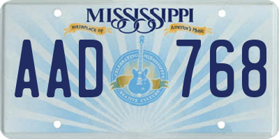 MS license plate AAD768