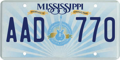 MS license plate AAD770