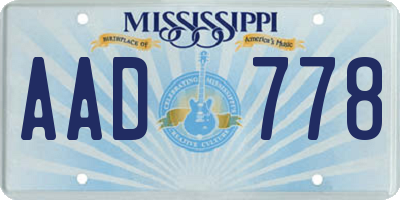 MS license plate AAD778