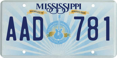 MS license plate AAD781