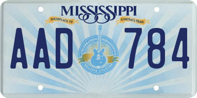 MS license plate AAD784