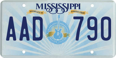 MS license plate AAD790