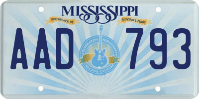 MS license plate AAD793