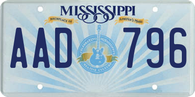 MS license plate AAD796